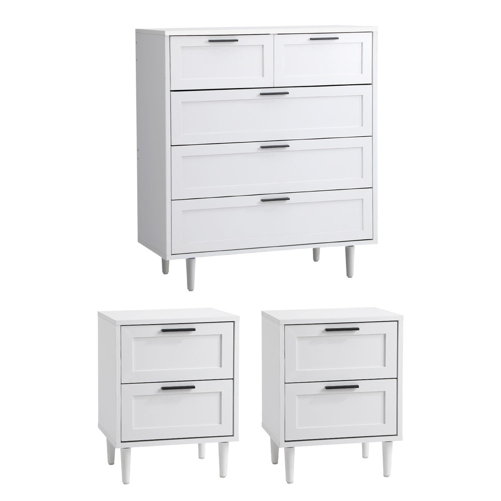 Oikiture 5 Chest of Drawers and 2 Bedside Tables Bedroom Set White