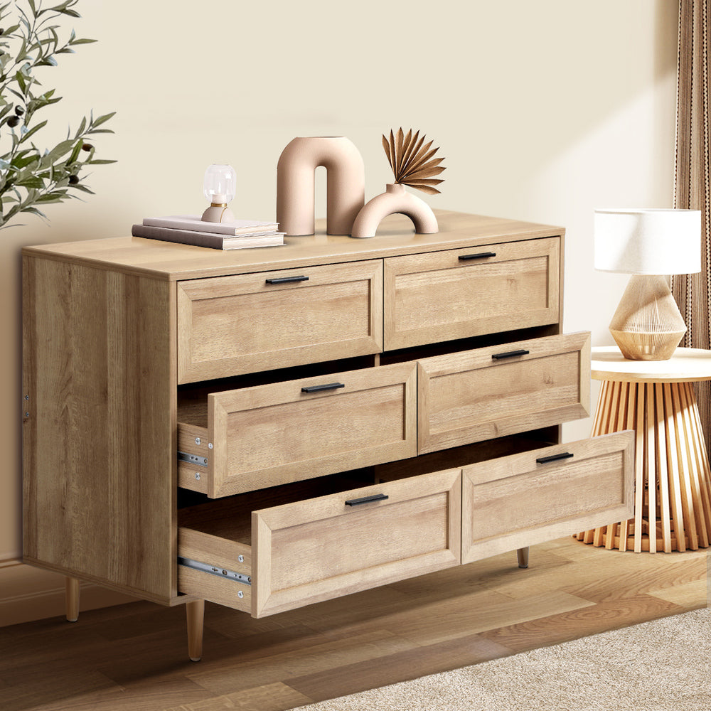 6 Chest of Drawers Dresser Tallboy Natural