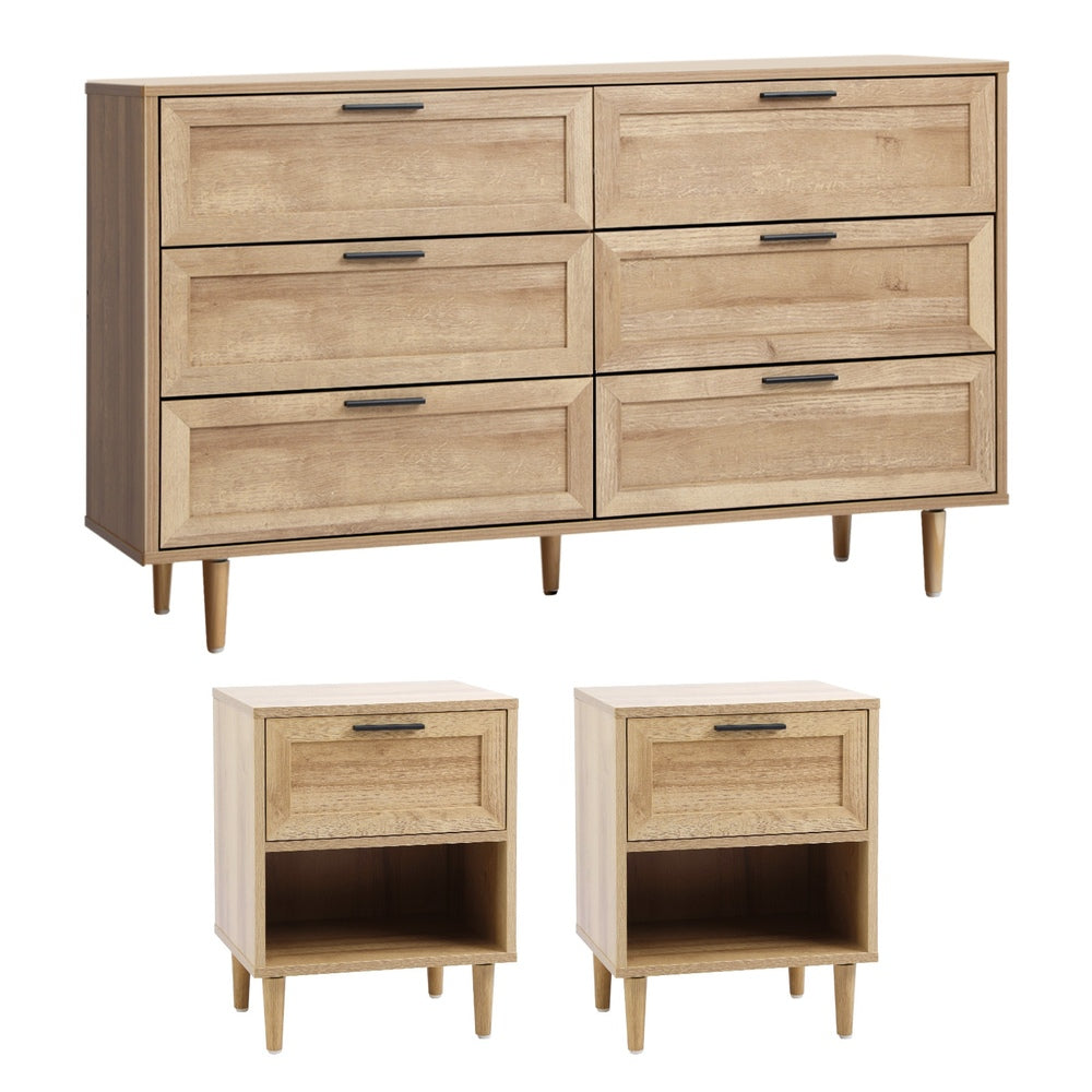 Oikiture 6 Chest of Drawers and 2 Bedside Tables Bedroom Set