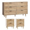 Oikiture 6 Chest of Drawers and 2 Bedside Tables Bedroom Set Natural