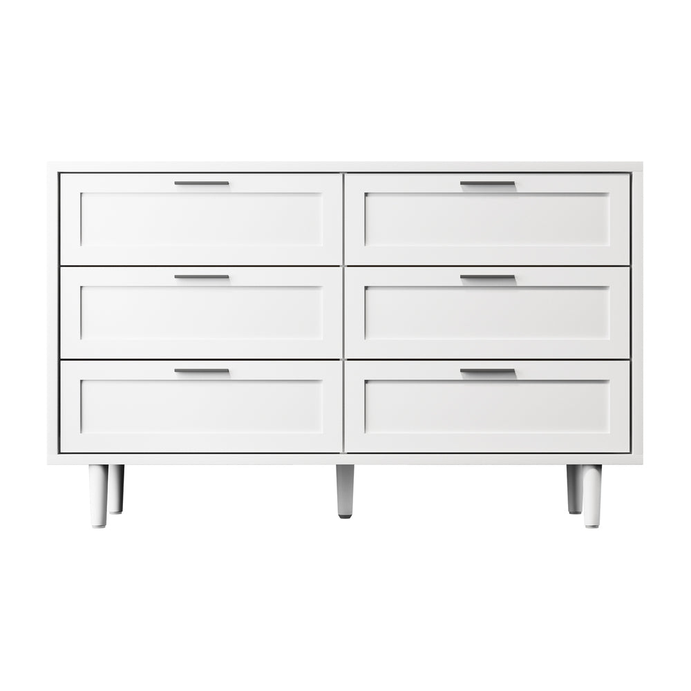 Oikiture Bedroom Set 6 Chest of Drawers and 2 Bedside Tables White