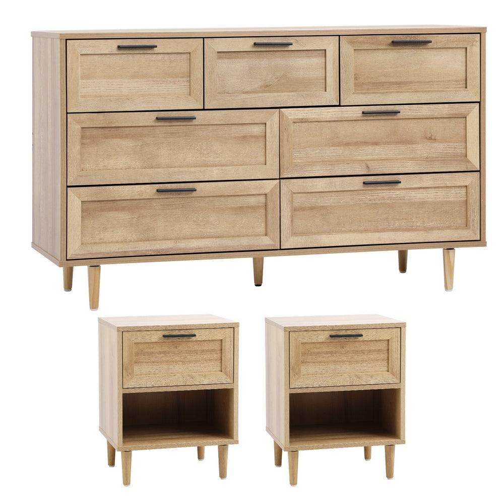 Oikiture 7 Chest of Drawers and 2 Bedside Tables Bedroom Set