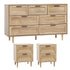 Oikiture 7 Chest of Drawers and 2 Bedside Tables Bedroom Set Natural