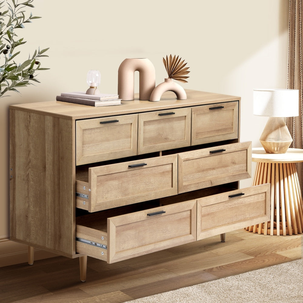 Oikiture 7 Chest of Drawers and 2 Bedside Tables Bedroom Set Natural