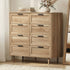 Oikiture 8‑Drawer Chest – Natural, Woodgrain, Sculpted Fronts, 90cm