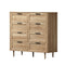 Oikiture 8‑Drawer Chest – Natural, Woodgrain, Sculpted Fronts, 90cm