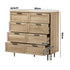 Oikiture 8‑Drawer Chest – Natural, Woodgrain, Sculpted Fronts, 90cm