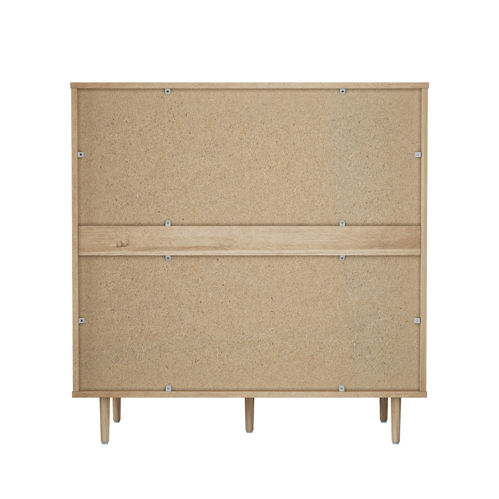 Oikiture 8‑Drawer Chest – Natural, Woodgrain, Sculpted Fronts, 90cm