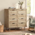 Oikiture 8‑Drawer Chest – Natural, Woodgrain, Sculpted Fronts, 90cm