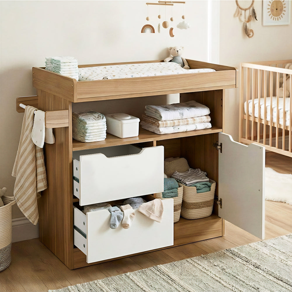 Baby Changing Table Nursery Storage Drawers Shelves Cabinet