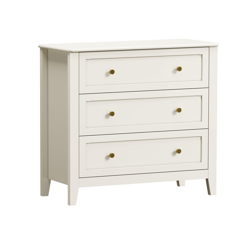 3 Chest Of Drawers Dresser Metal Handle White