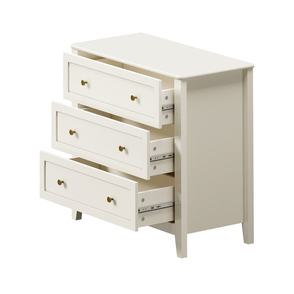 3 Chest Of Drawers Dresser Metal Handle White