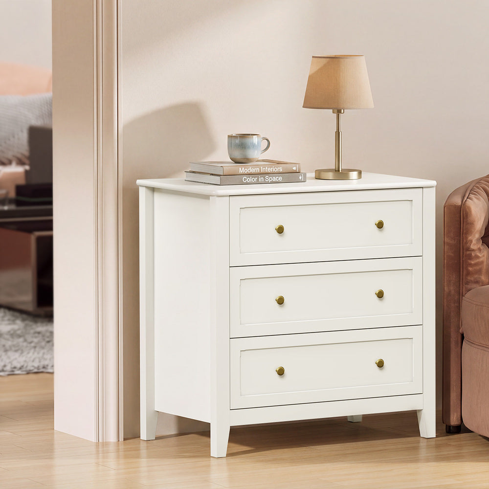 3 Chest Of Drawers Dresser Metal Handle White