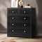Oikiture 5 Drawer Chest of Drawers Black Storage Cabinet with Gold Handles