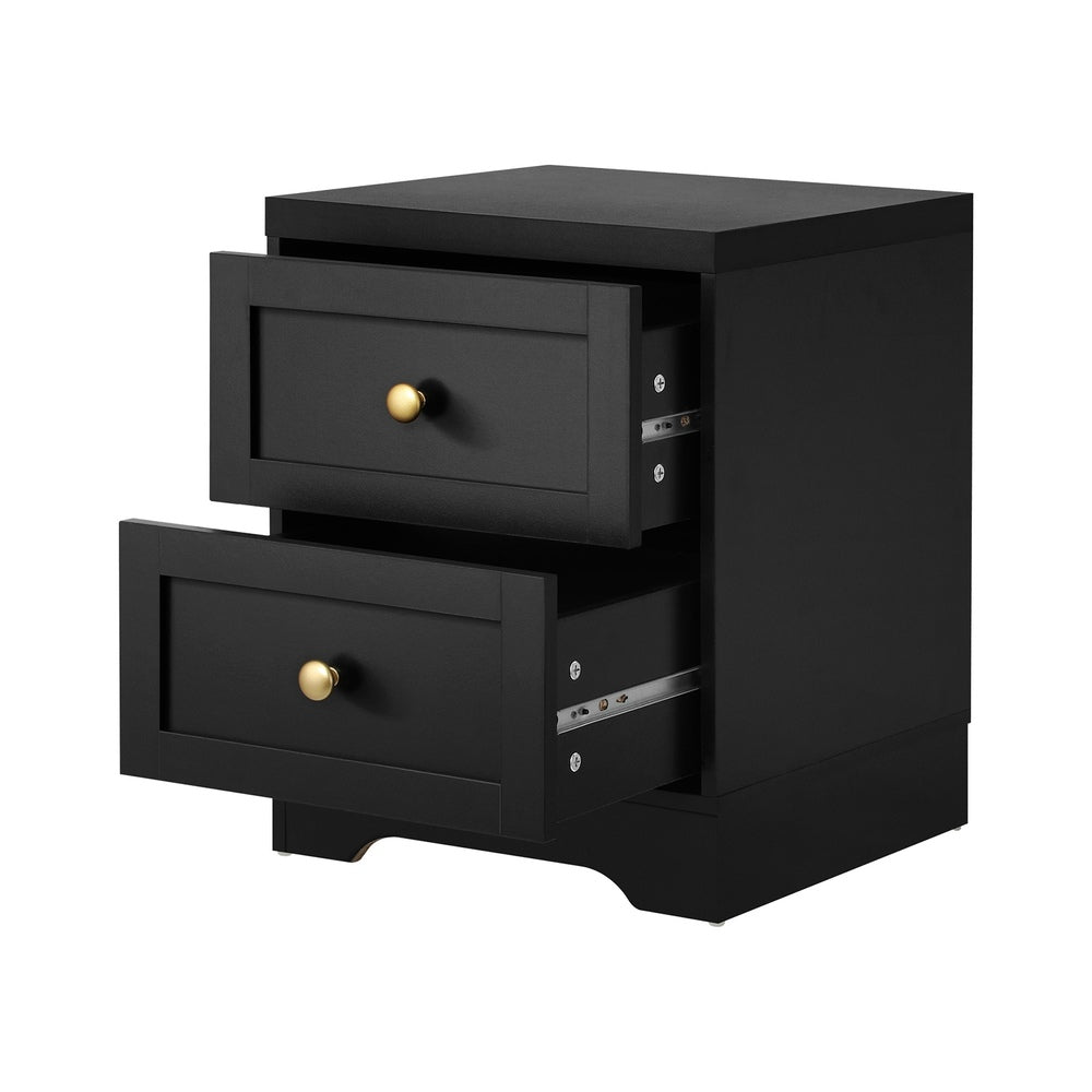 Oikiture 5 Chest of Drawers and Bedside Table Hamptons Furniture Set Black