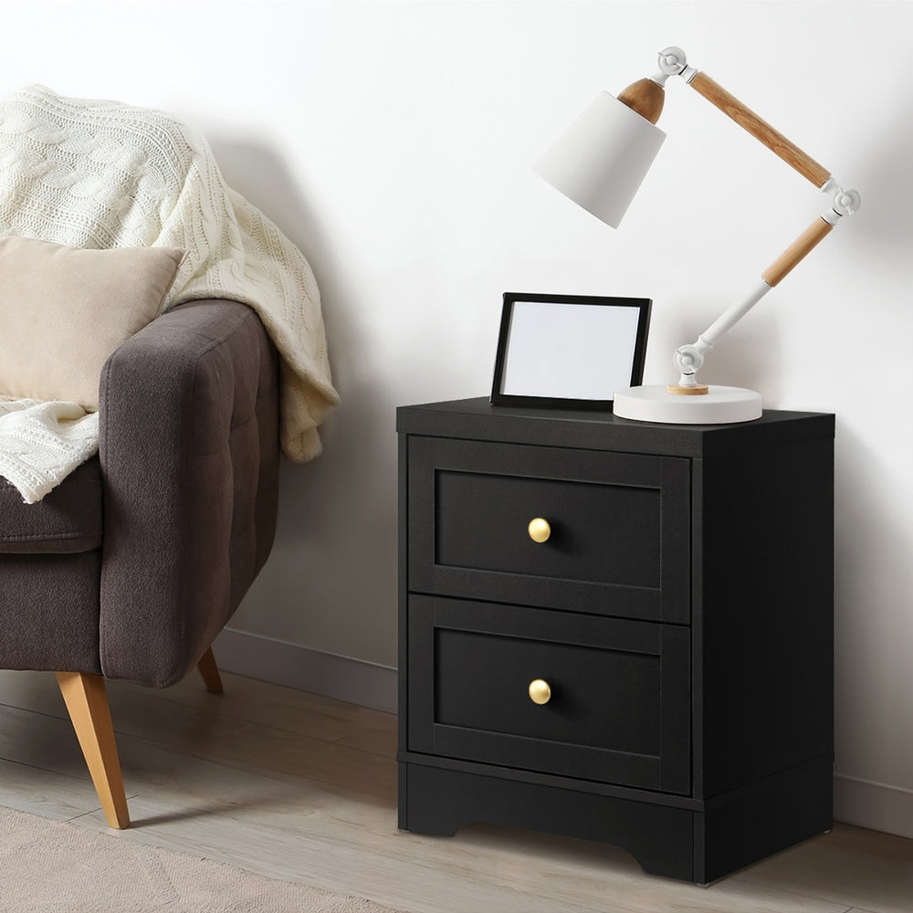 Oikiture 5 Chest of Drawers and Bedside Table Hamptons Furniture Set Black