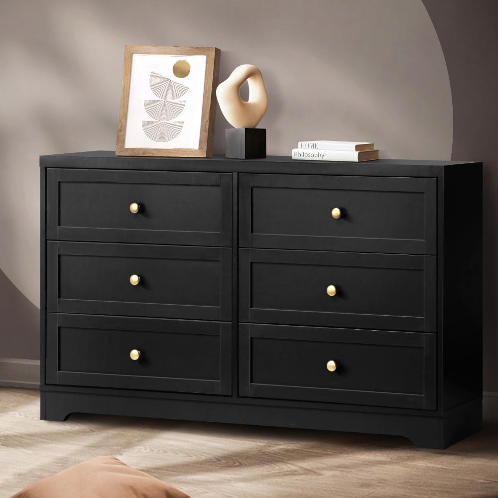 Chest of Drawers with 6 Drawers Black