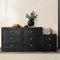 Oikiture 6 Chest of Drawers and Bedside Table Hamptons Furniture Set Black