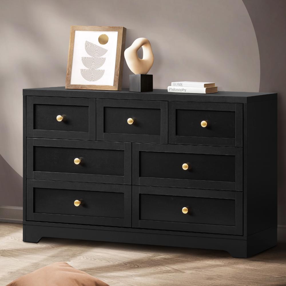 Chest of Drawers with 7 Drawers Black