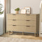 Oikiture 6 Chest of Drawers Dressers Lowboy Stripe Natural
