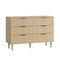 6 Drawer Chest of Drawers Lowboy Dresser Stripe Natural Storage Cabinet