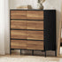 Oikiture 8 Drawer Chest of Drawers Tallboy Handle-Free Storage Walnut Black