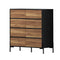 Oikiture 8 Drawer Chest of Drawers Tallboy Handle-Free Storage Walnut Black