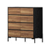 Oikiture 8 Drawer Chest of Drawers Tallboy Handle-Free Storage Walnut Black