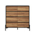 Oikiture 8 Drawer Chest of Drawers Tallboy Handle-Free Storage Walnut Black