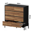 Oikiture 8 Drawer Chest of Drawers Tallboy Handle-Free Storage Walnut Black
