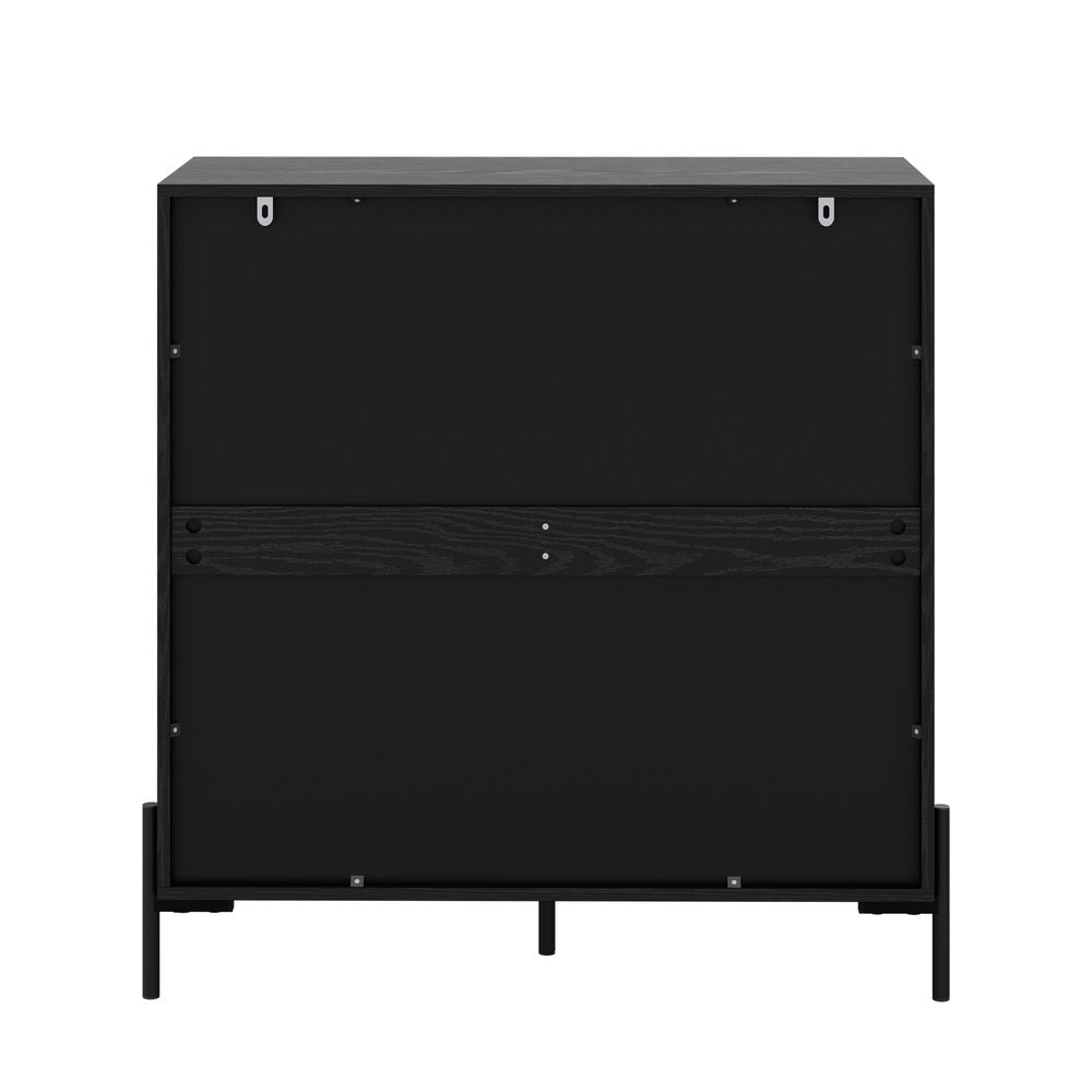 Oikiture 8 Drawer Chest of Drawers Tallboy Handle-Free Storage Walnut Black