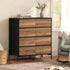 Oikiture 8 Drawer Chest of Drawers Tallboy Handle-Free Storage Walnut Black