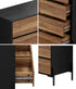 Oikiture 8 Drawer Chest of Drawers Tallboy Handle-Free Storage Walnut Black
