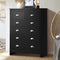 6 Drawer Chest of Drawers Tallboy Dresser Black Bedroom Storage