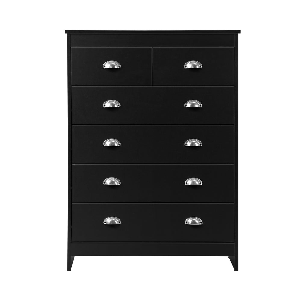 6 Chest of Drawers Tallboy Dresser Black