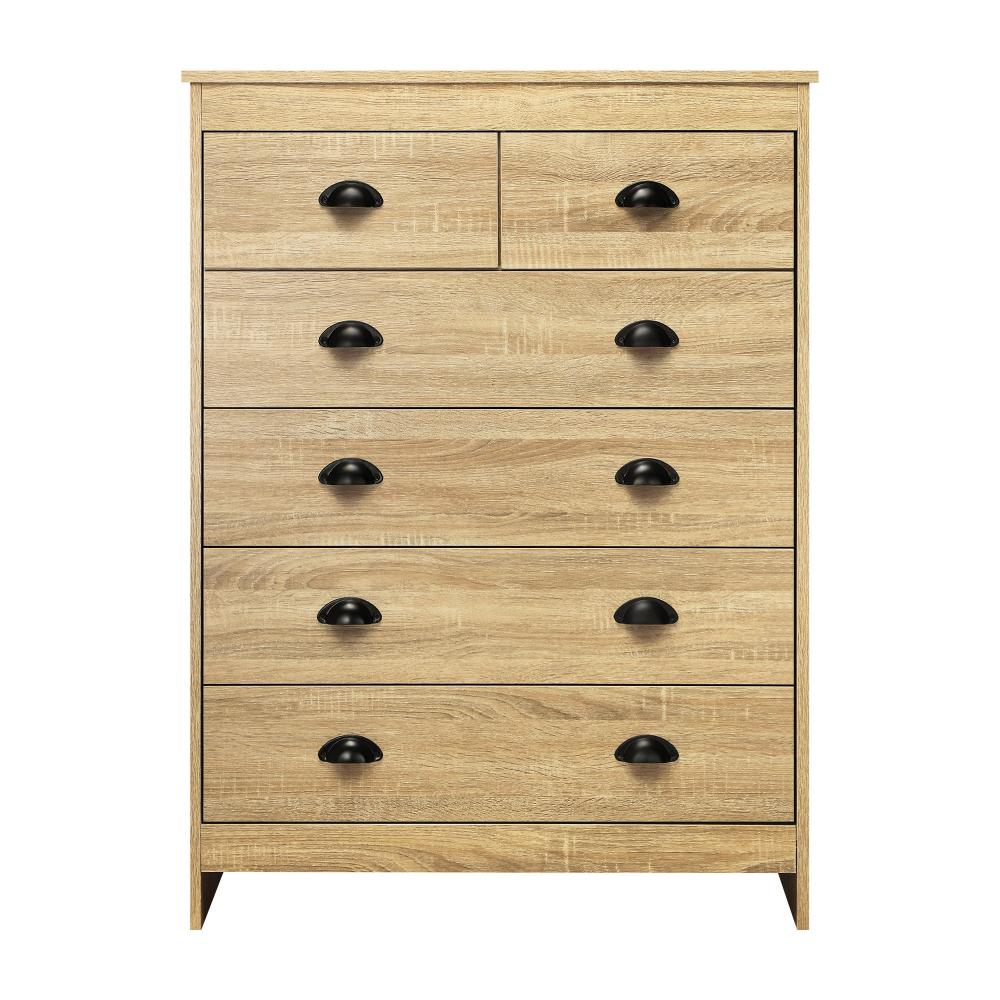 Tallboy Chest of Drawer with 6 Drawers Natural Wood