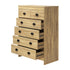 Tallboy Chest of Drawer with 6 Drawers Natural Wood