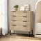 Oikiture 4 Drawer Chest of Drawers Dresser Lowboy Natural Wood