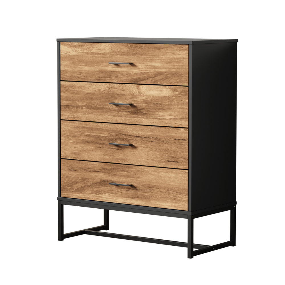 Oikiture 4 Chest of Drawers Tallboy Metal Black