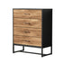 Oikiture 4 Chest of Drawers Tallboy Metal Black