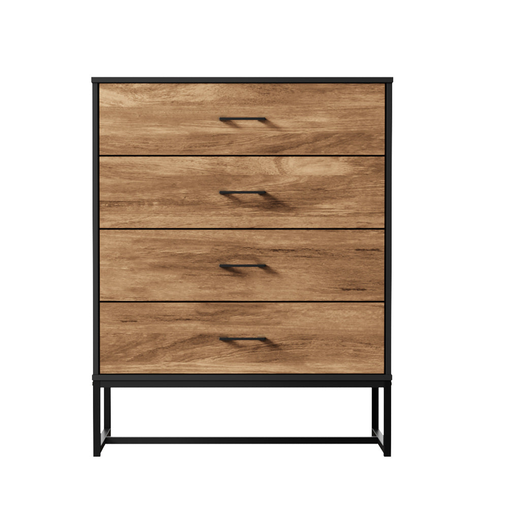 Oikiture 4 Chest of Drawers Tallboy Metal Black