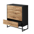 Oikiture 4 Chest of Drawers Tallboy Metal Black