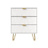 3 Chest of Drawers Gold Handles Dresser Storage Cabinet White