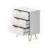3 Chest of Drawers Gold Handles Dresser Storage Cabinet White