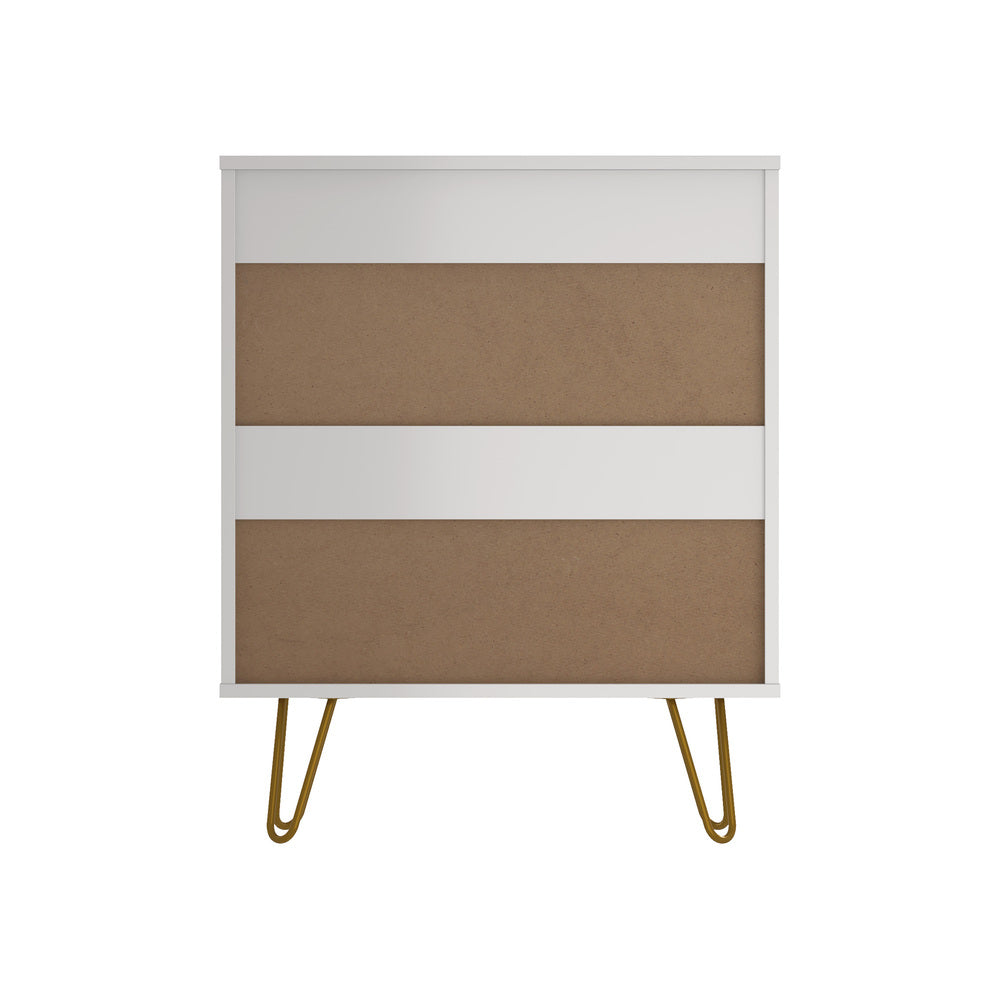 3 Chest of Drawers Gold Handles Dresser Storage Cabinet White