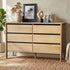 Oikiture 6 Chest Of Drawers Dresser Lowboy Handle-Free Natural