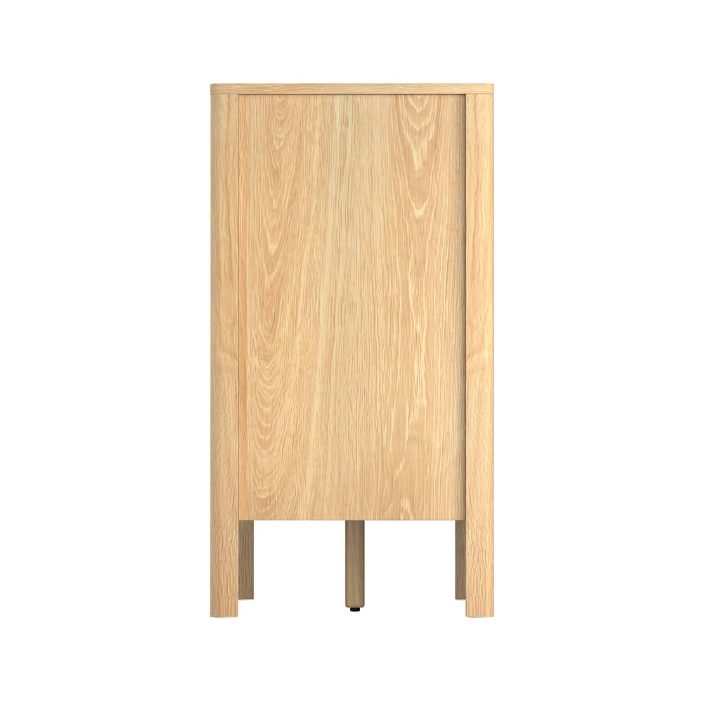 Oikiture 6 Chest Of Drawers Dresser Lowboy Handle-Free Natural