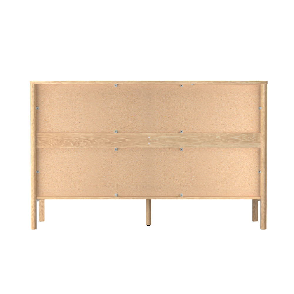Oikiture 6 Chest Of Drawers Dresser Lowboy Handle-Free Natural