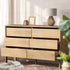 Oikiture 6 Chest Of Drawers Dresser Lowboy Handle-Free Natural