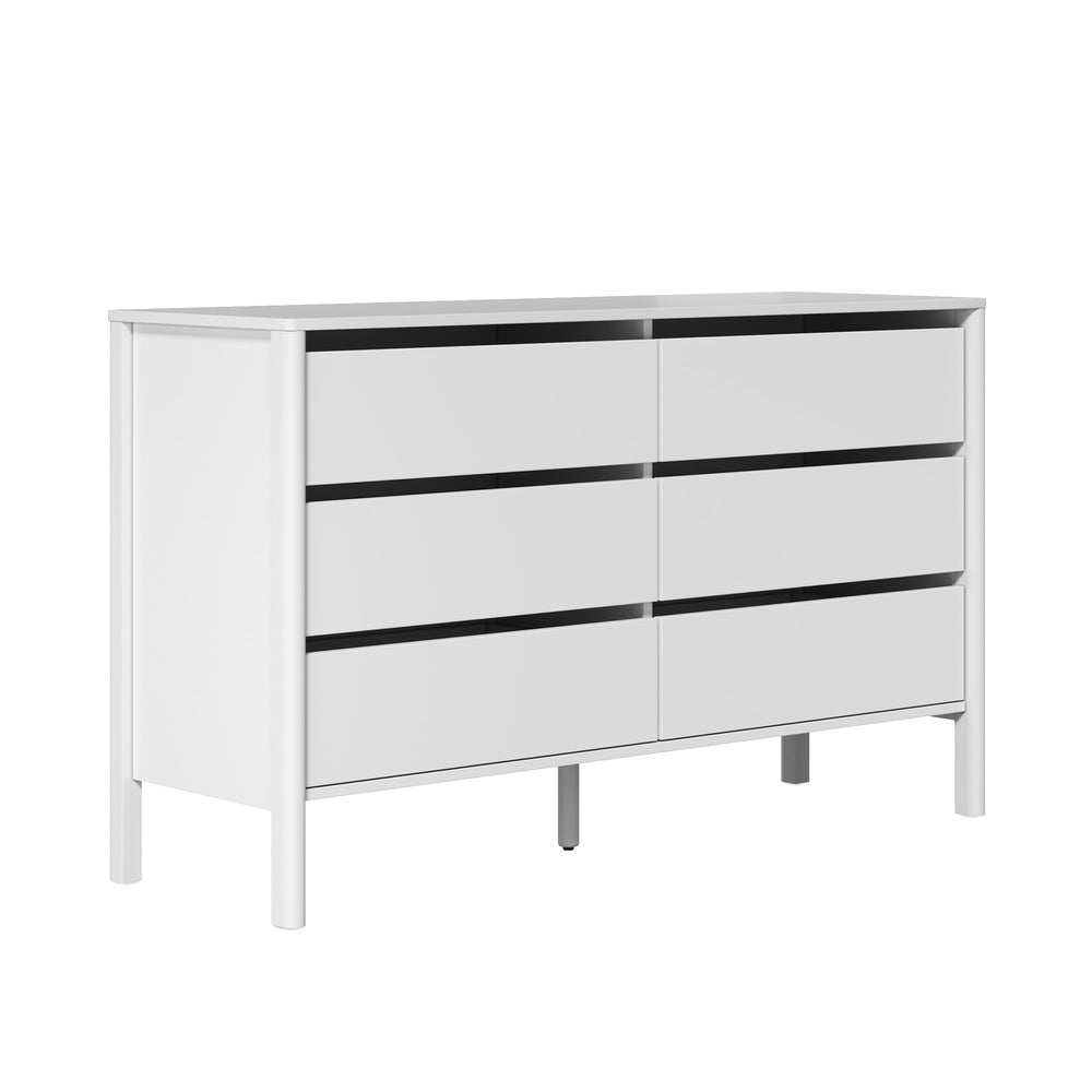 Oikiture 6 Chest Of Drawers Dresser Lowboy Handle-Free White